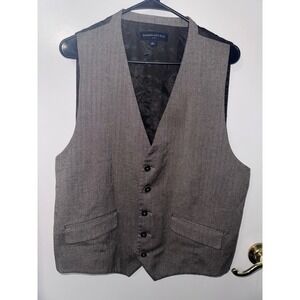Banana Republic Mens Gray Herringbone Formal Suit Vest XL Tailored 5 Button